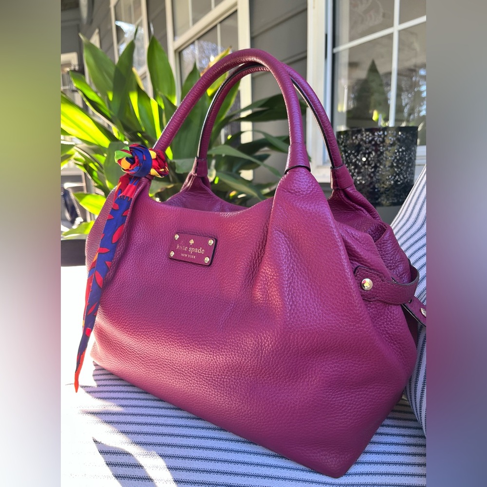 KATE SPADE Magenta Large Hobo Bag with Gold Hardware